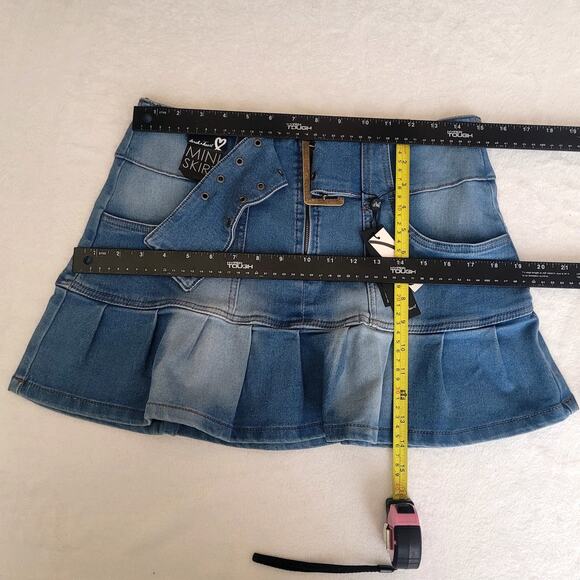 Derek Heart Y2K Vibes‎ Mini Low Rise Pleated Peplum Skirt Fairy Grunge Sz 9 NWT - Picture 5 of 8